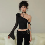Baddie Rose Asymmetrical Off Shoulder Top