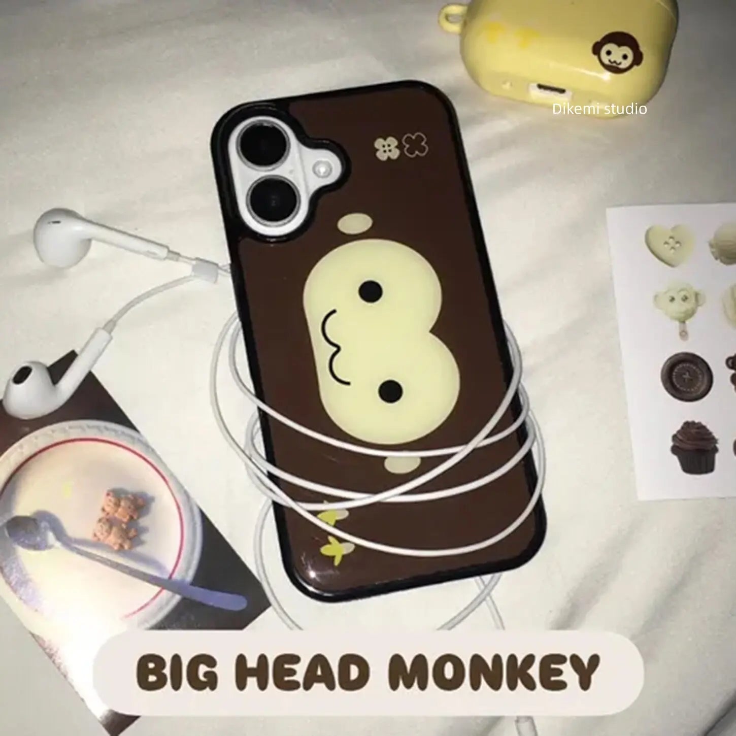 Brown & Yellow Monkey Face iPhone Case