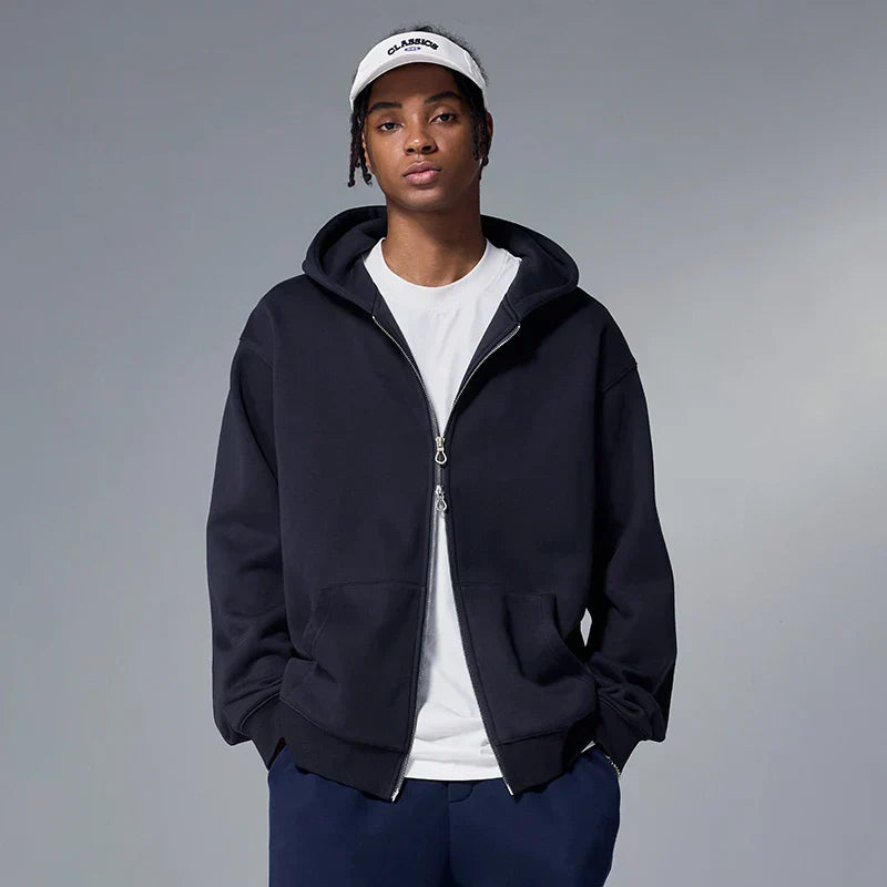 Sudadera con capucha y cremallera completa de felpa vintage