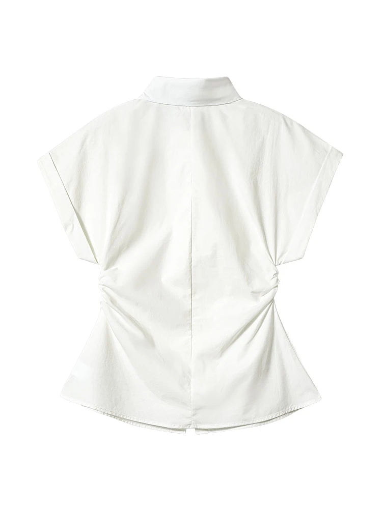 Women Korean Short Sleeve White Shirt