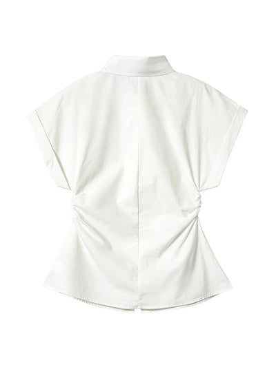 Women Korean Short Sleeve White Shirt