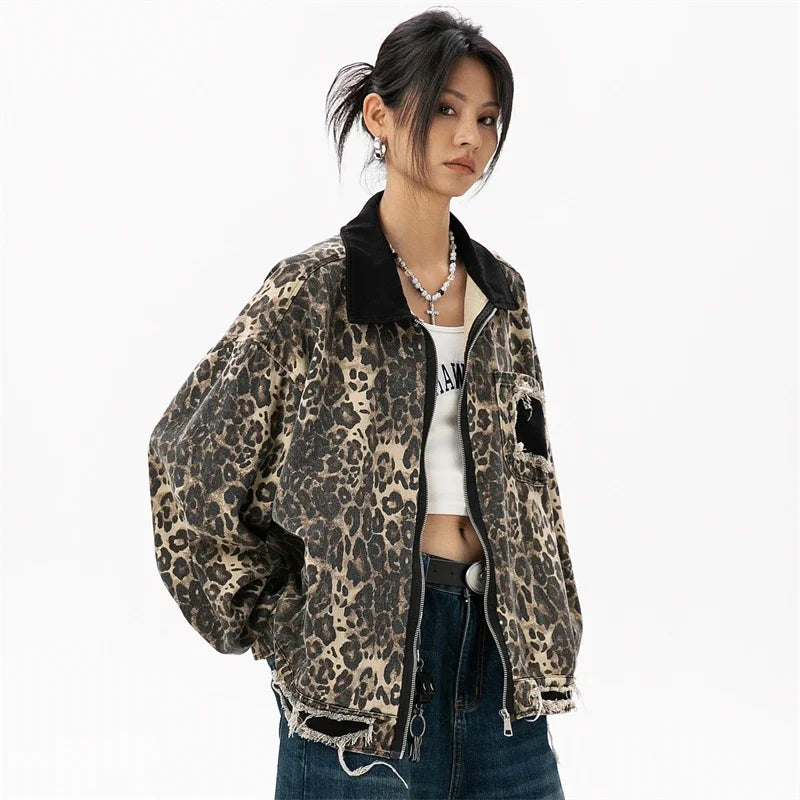 Vintage Leopard Windbreaker Jacket