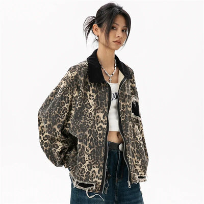 Vintage Leopard Windbreaker Jacket