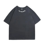 Oversized Letter Embroidery Cotton T-Shirt