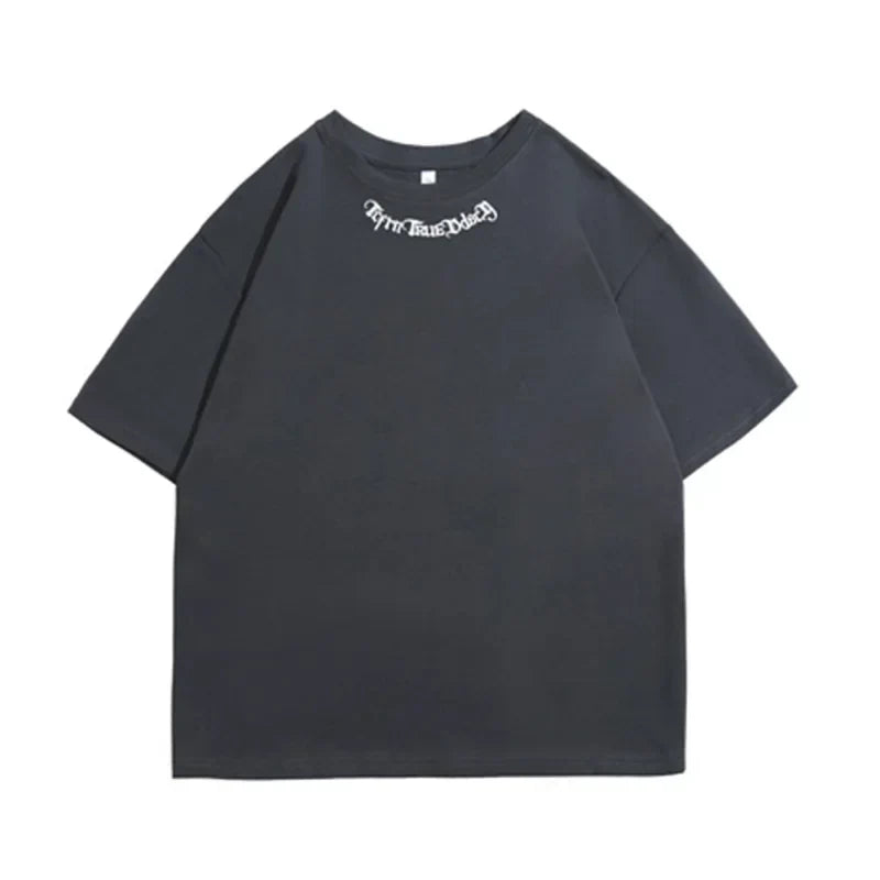 Oversized Letter Embroidery Cotton T-Shirt