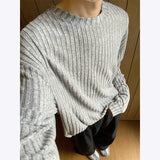 Striped Casual Long-Sleeved Oversized T-Shirt
