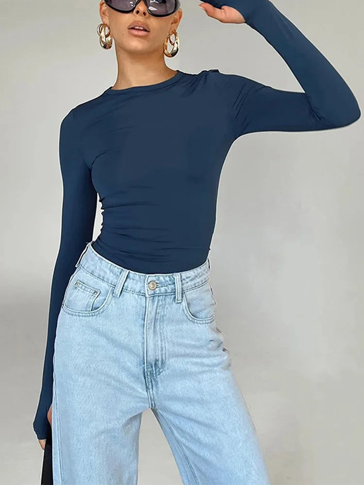 Y2K Long Sleeve Slim Women's Top