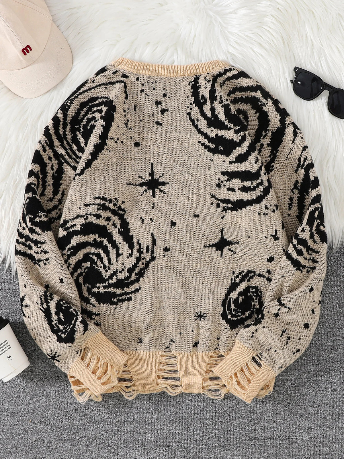 Ripped Abstract Starry Sky Sweater
