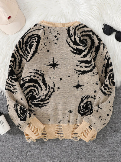 Ripped Abstract Starry Sky Sweater