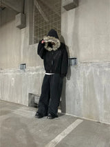 Sudadera con capucha y cuello de piel sintética