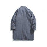 Plaid Woolen Quilted Long Coat