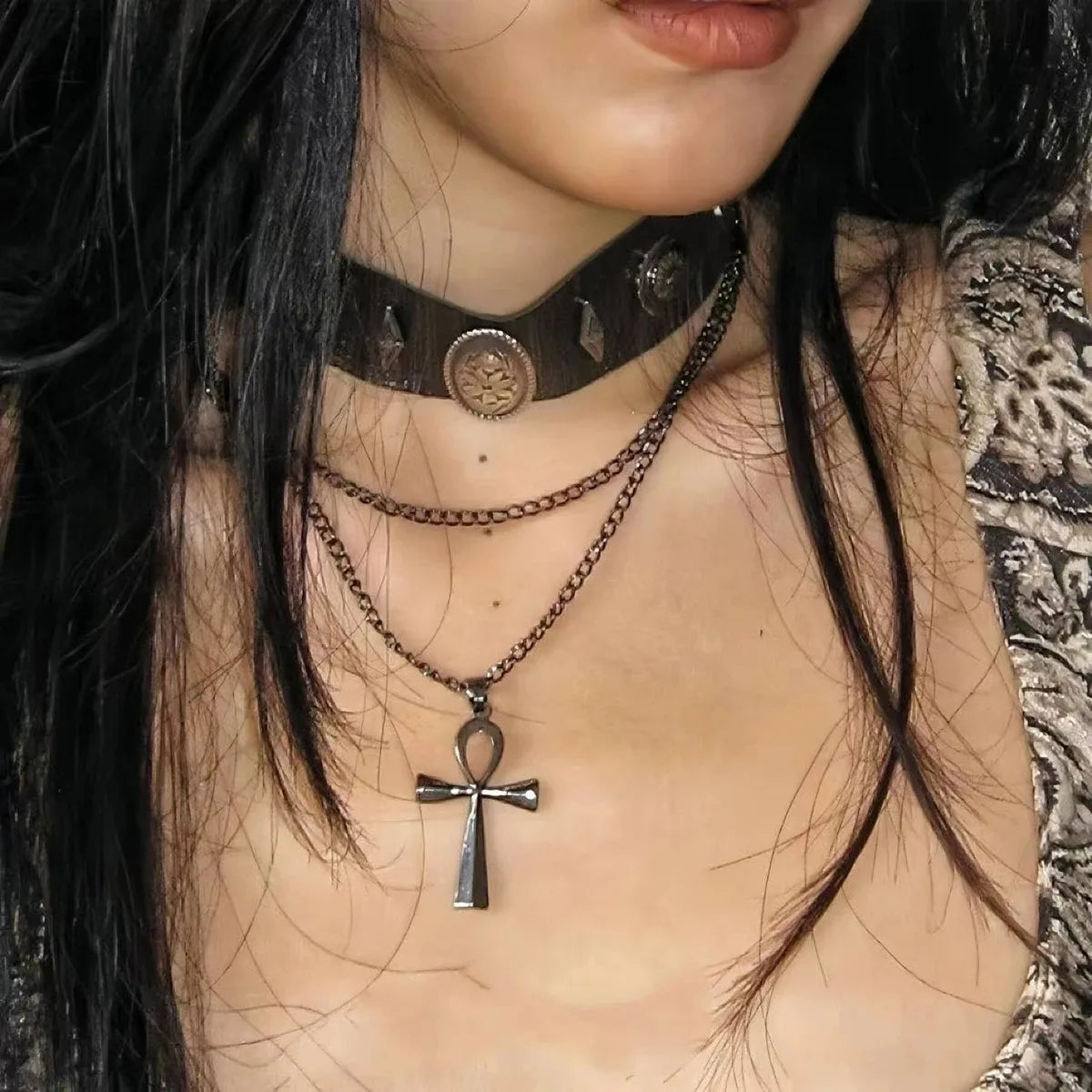 Y2K Pharoah Rivet Necklace