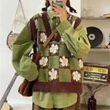Y2K Cozy Puppy Pattern Knitted Vest