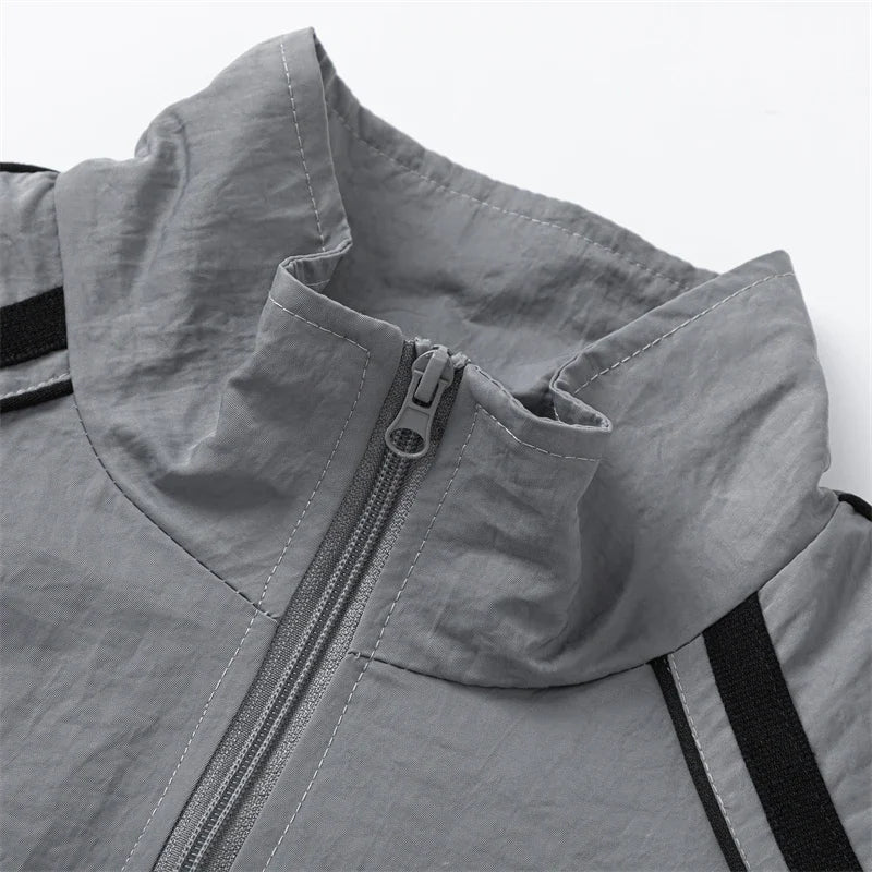 Y2K Women's V Striped Windbreaker Jacket