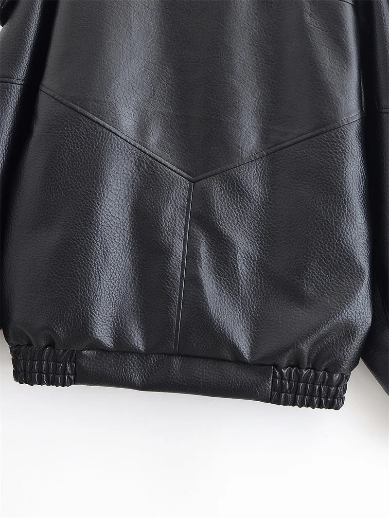 Women's Faux Leather Black Jacket