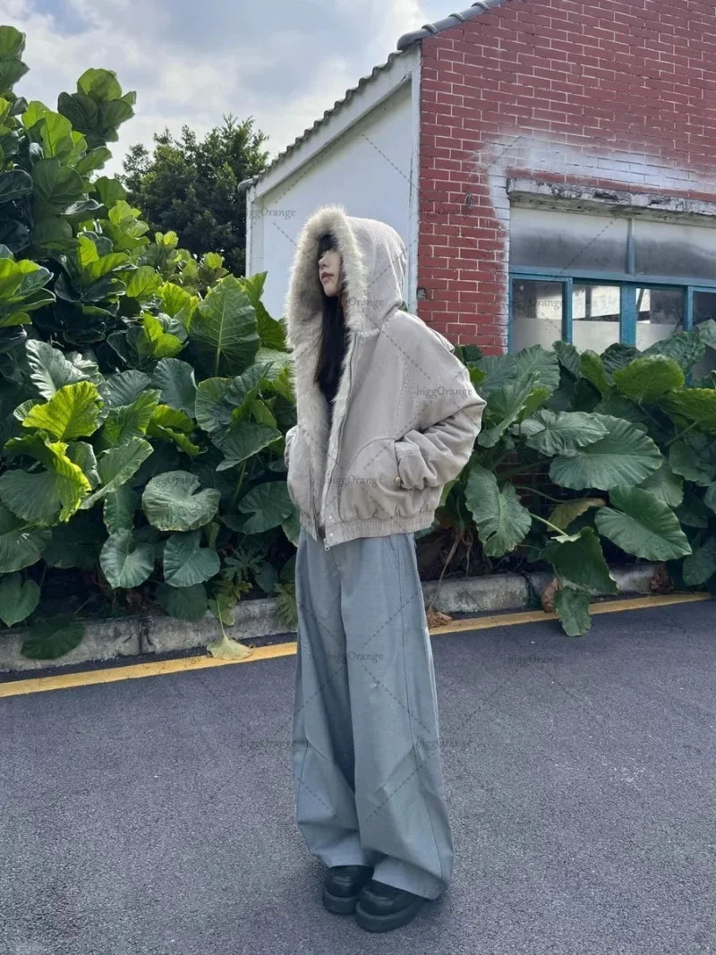 Faux Furr Thickened Zip Up Hoodie