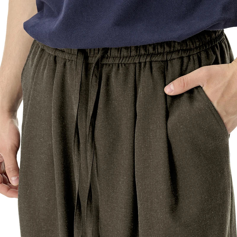 Drawstring Straight Leg Loose Fit Linen Pants