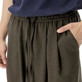 Drawstring Straight Leg Loose Fit Linen Pants