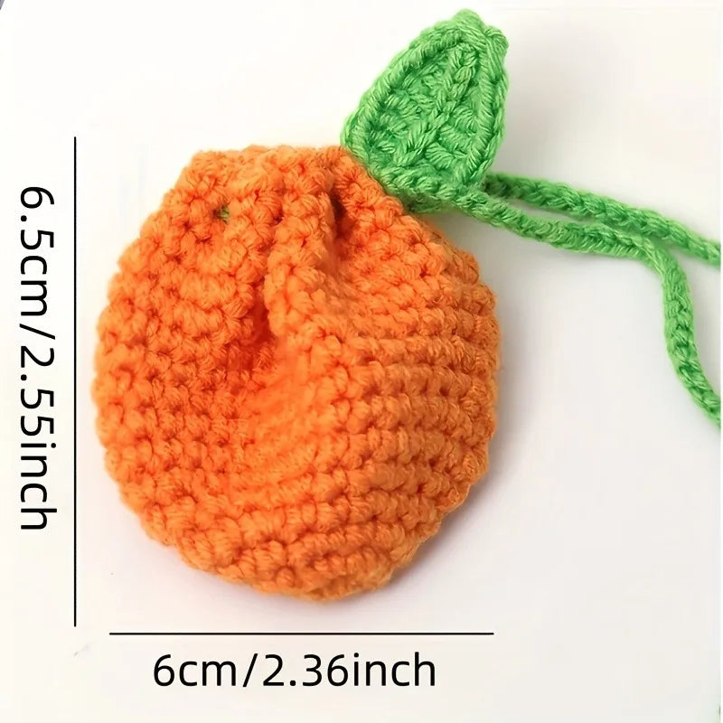 Handmade Crochet Orange Knitted Bag
