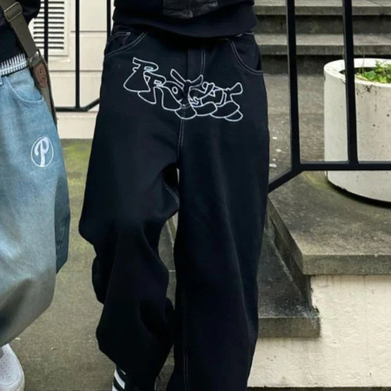 Retro Baggy Black High Waist Jeans
