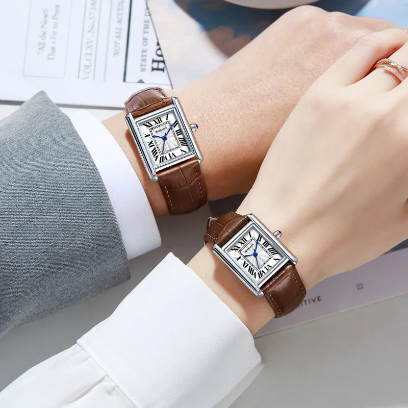Unisex Simple Square Leather Watch