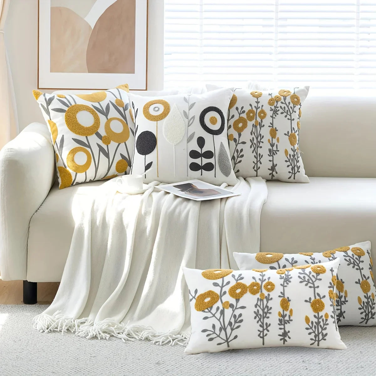 Floral Tufted Decorative Pillow Cover
