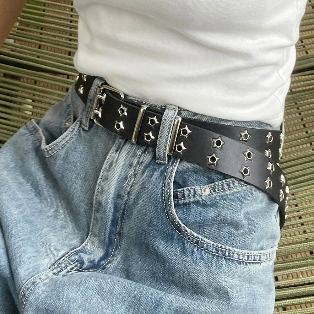 Y2K Rock Star Studded Eyelet Belt
