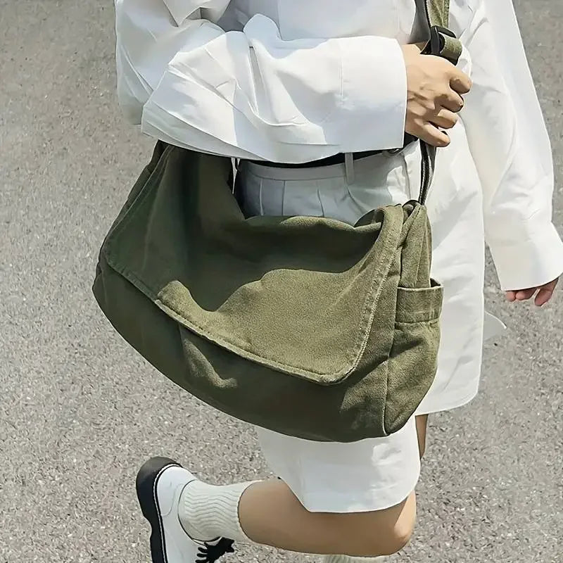 Y2K Large Canvas Messenger Bag