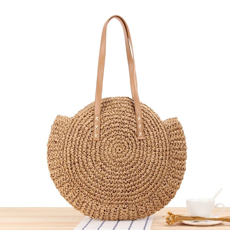Grandma Aesthetic Woven Beach Shoulder Bag