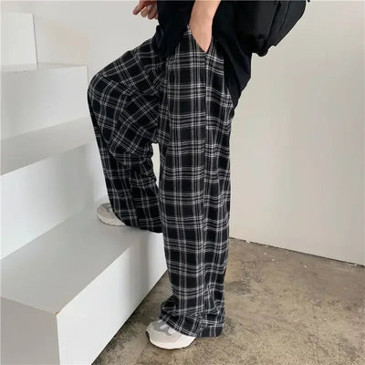 Comfy Winter Plaid Straight Pants