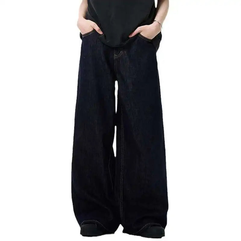 Black Vintage Denim Straight Leg Jeans