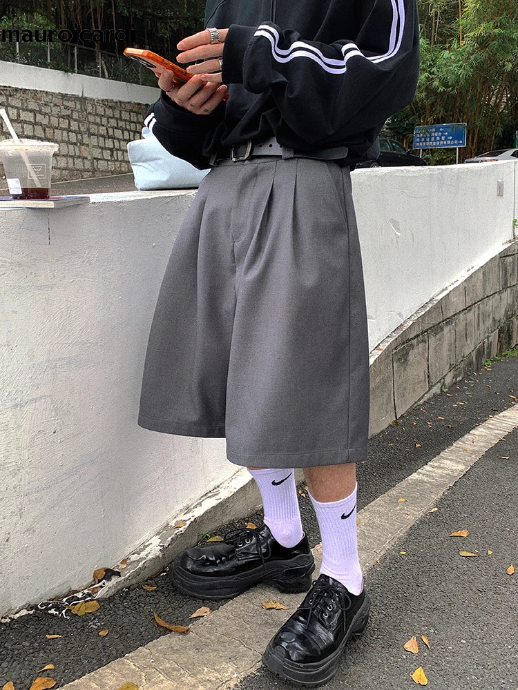 Soft Grey Pleated Shorts High Jorts