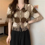 Versatile Minimalist Knitted Color Block Shirt