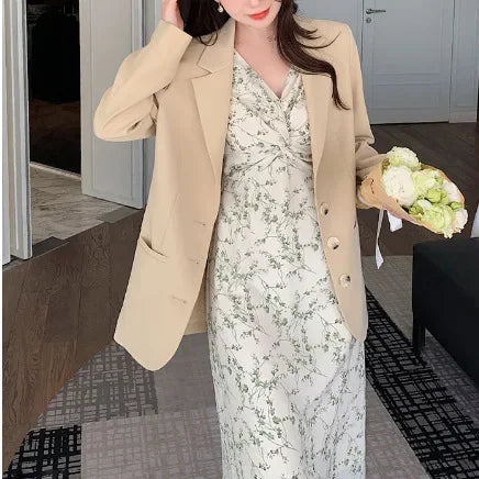Green Floral V-neck Chiffon Midi Dress
