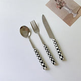 Retro Checkerboard Cutlery Set