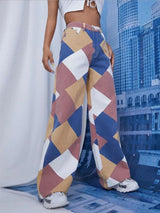Vintage Plaid High Waist Straight Pants