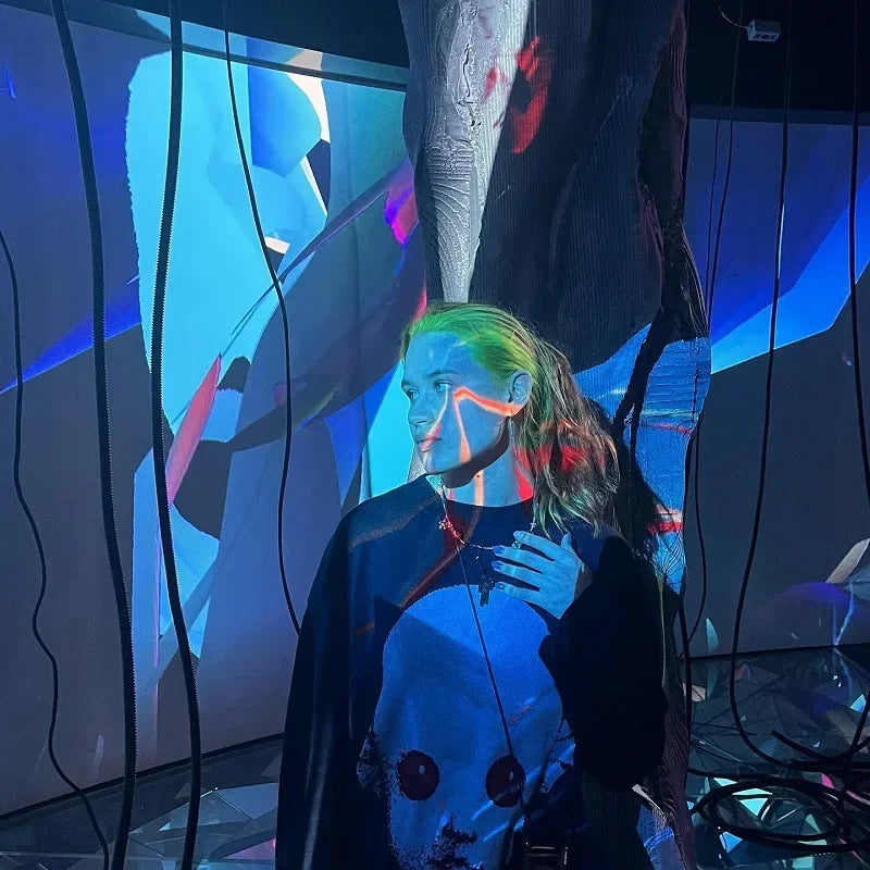 Weirdcore Alien Print Knitted Sweater