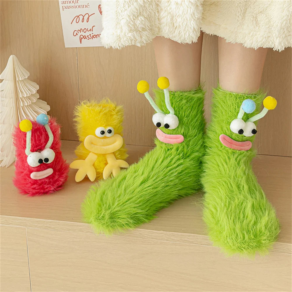 3D Funny Monster Cartoon Fuzzy Socks