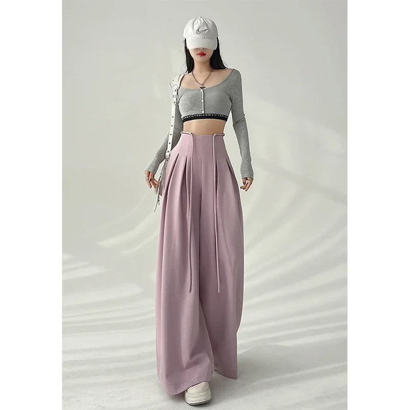 Schwarze High-Waist-Hose mit weitem Bein