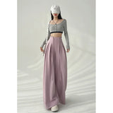 Schwarze High-Waist-Hose mit weitem Bein