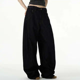 Solid Color Wide Leg Denim Jeans