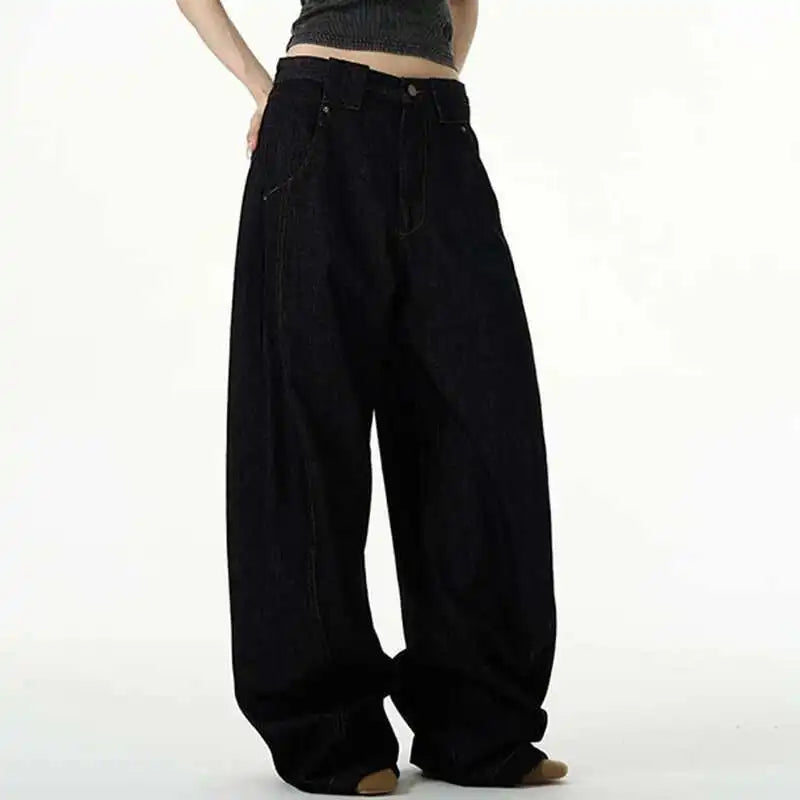 Solid Color Wide Leg Denim Jeans