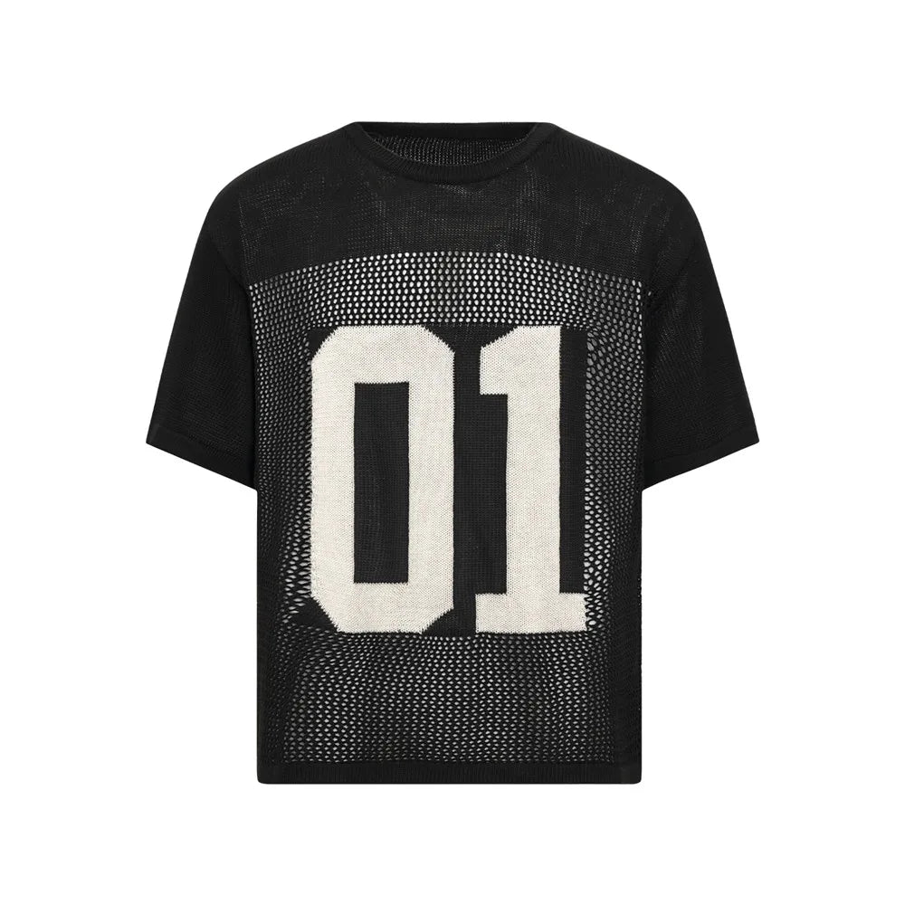 Breathable Crew Neck Jacquard Knit T-Shirt