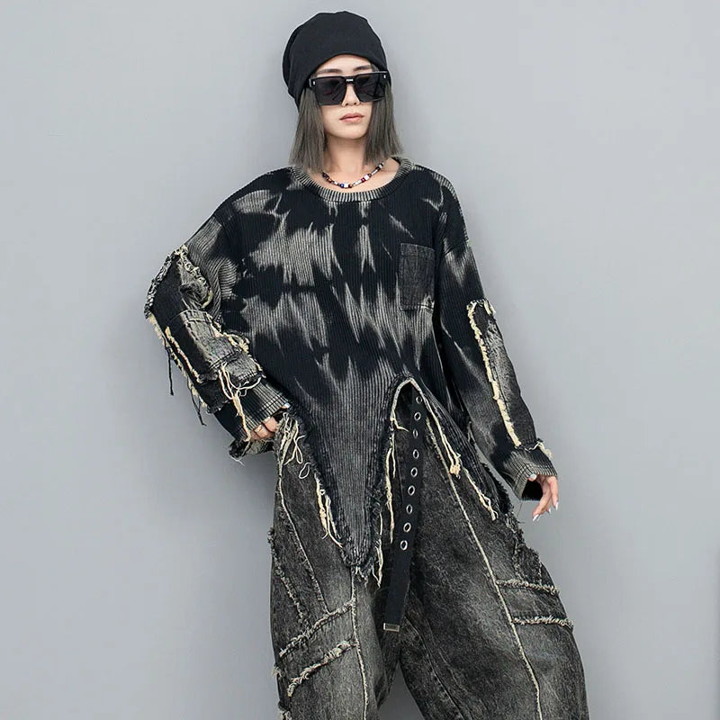 Langarm Ripped Grunge Pullover