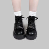 Chain Solid Color Women's  Motorcycle Shoes