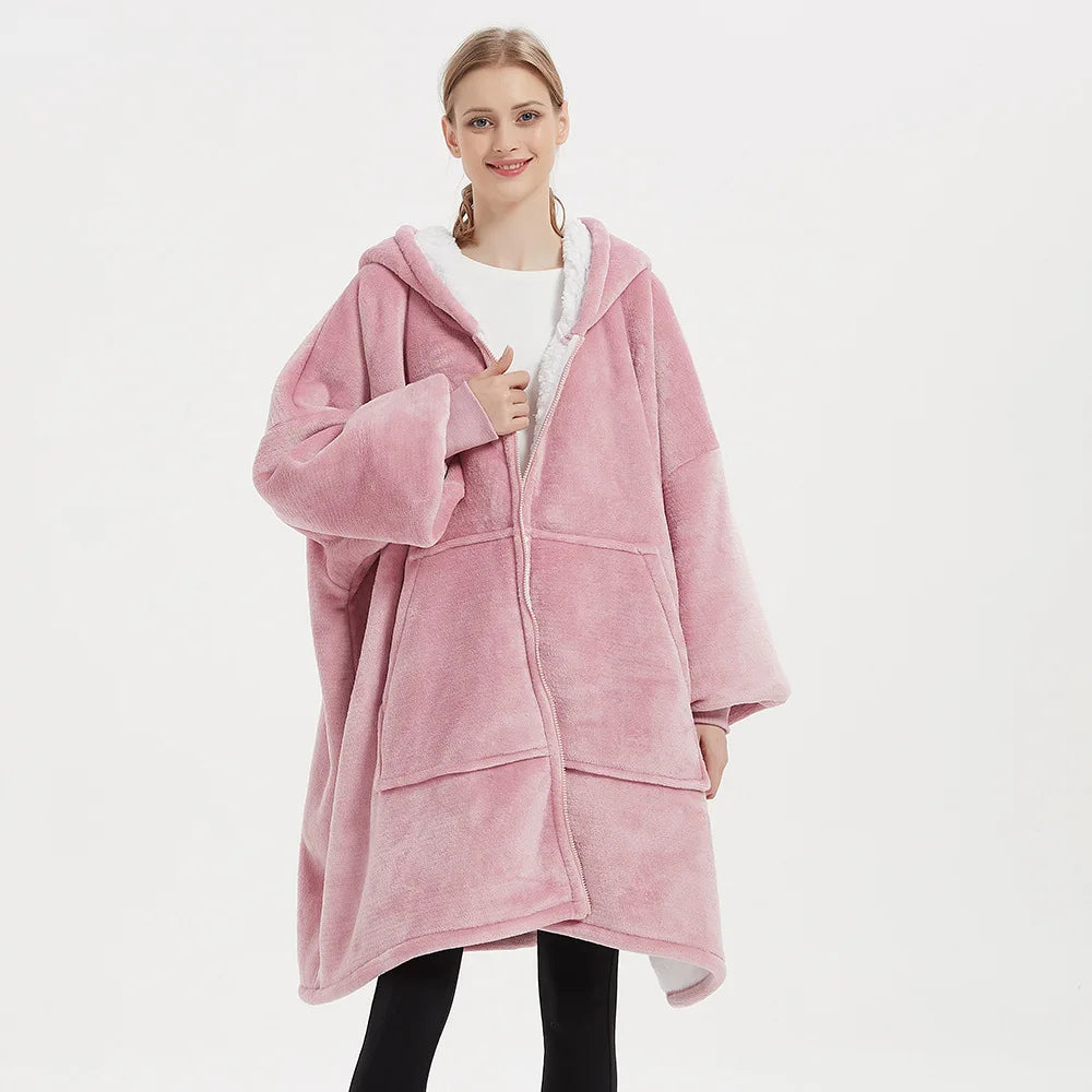 Lazy blanket Hooded Couple Zipper Pyjamas