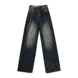 Retro Women's High Waisted Straight Leg Jeans
