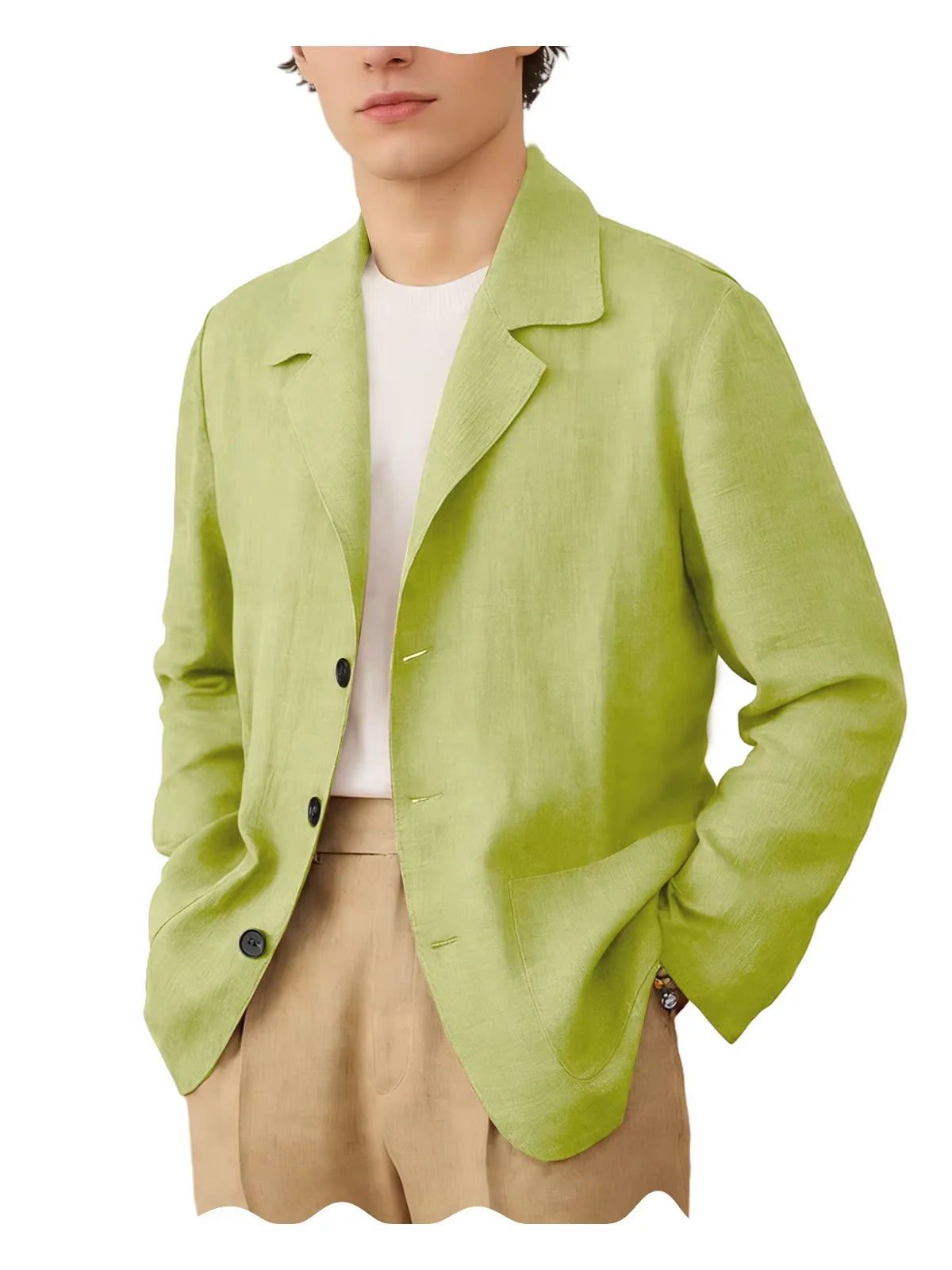 Linen Cotton Blazer Notch Lapel Regular Fit