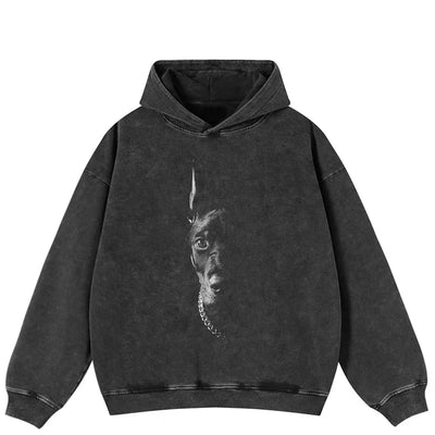Schwarzer Dobermann Black Washed Kapuzenpullover