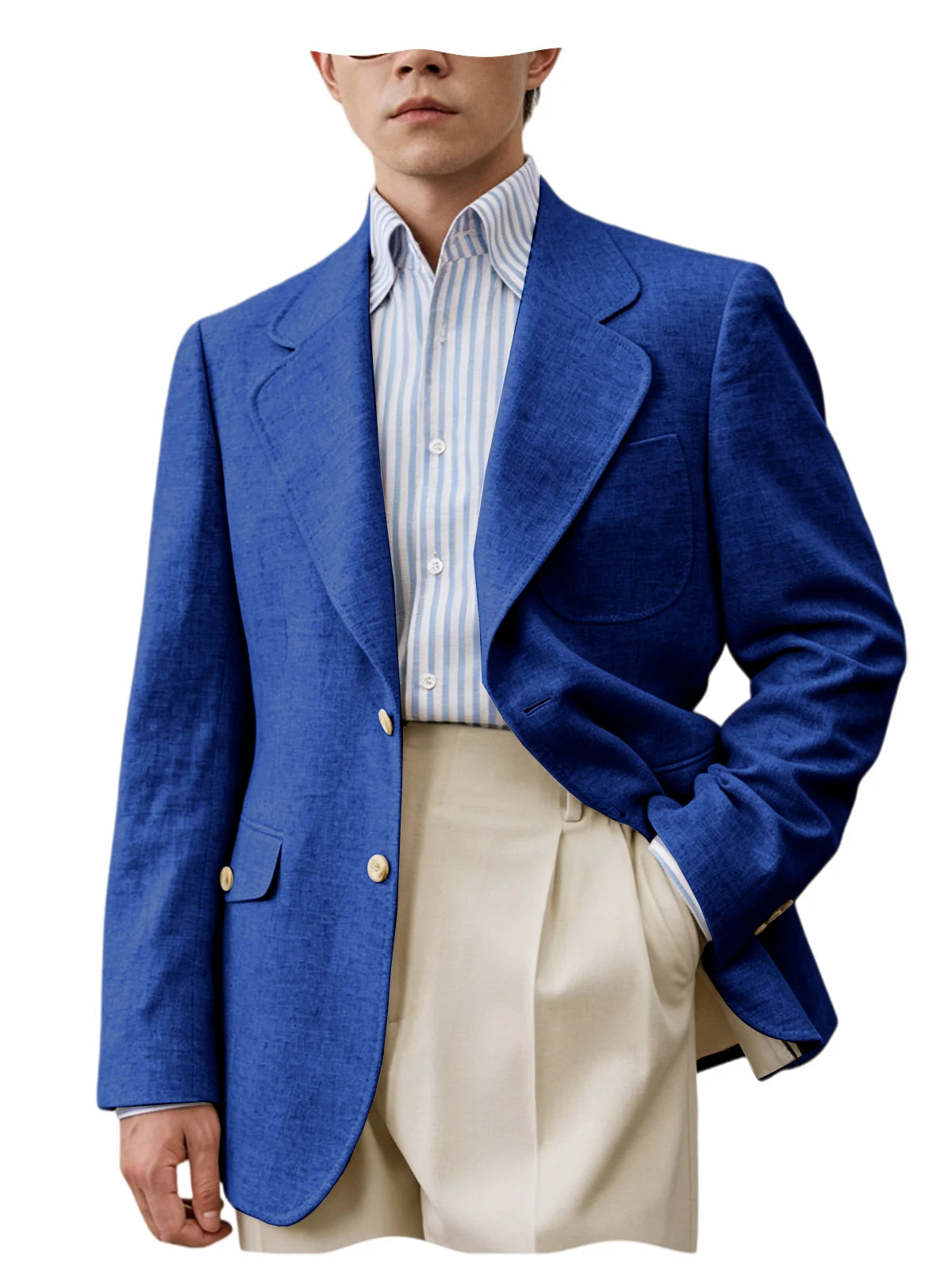 Men Natural Linen Blazer Suit Jacket